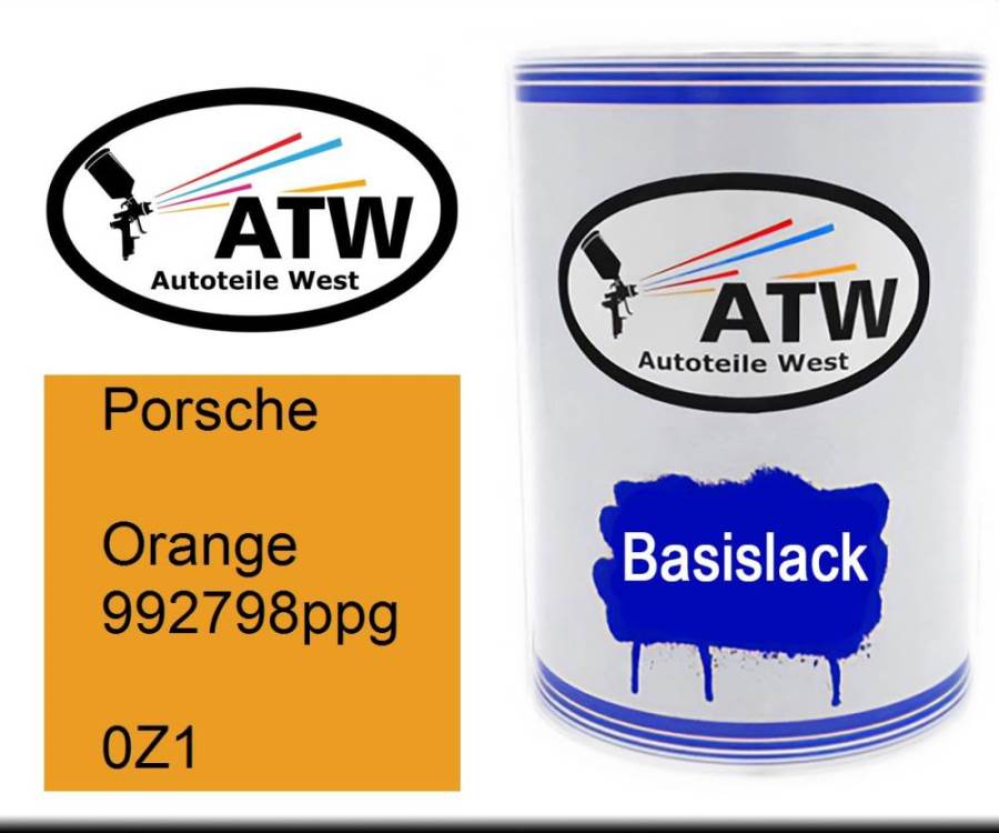 Porsche, Orange 992798ppg, 0Z1: 500ml Lackdose, von ATW Autoteile West.